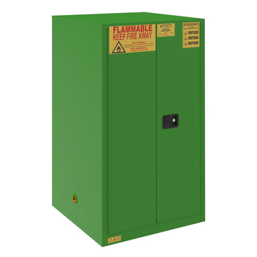 FM Approved, Pesticide Storage Cabinet, 60 Gallon, 2 Doors, Manual Close, 2 Shelves, 3 Plastic Trays, Green